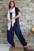 Lalli Damask Asymmetric Panel Top Navy